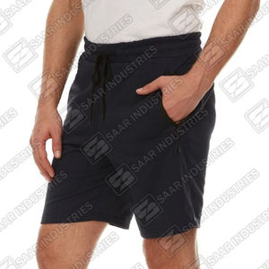 Pantalones cortos para hombre de lana de algodón 100% de peso pesado de calidad superior en color azul marino con opción de logotipo serigrafiado personalizado - Product Image 2