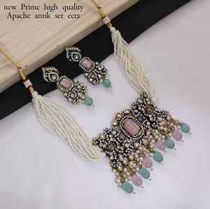 Famoso Collar corto de piedra cuadrada Jaypuri de calidad Premium Kundan Real indio maravilloso de alta calidad con juego de pendientes para mujer - Product Image 4