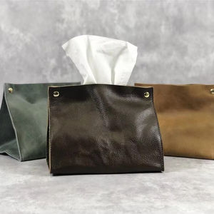 Funda de cuero creativa para caja de pañuelos, soporte de pañuelos de cuero ecológico único Vintage, 2017 - Product Image 1