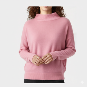 Pull à col montant long et ample pour femme, toucher doux, tricot luxueux, respirant, séchage rapide, vêtement d'hiver, silhouette décontractée, quotidien - Product Image 1