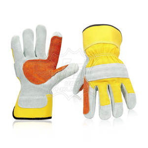 Guantes de Trabajo de Cuero Genuino para Hombre, Guantes de Seguridad, Guantes de Trabajo de Color Sólido, Talla Adulto - Product Image 1