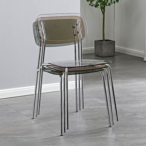 Silla Moderna de Plástico Transparente con Patas de Hierro Premium GAK629 - Product Image 5