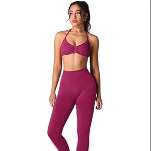 2026 Hot Sale High Quality Breathable Women's Eco-Friendly Yoga Wear Solid 2 Piece Short Set Quick Dry Custom Logo Skinny Fit - Product Image 1