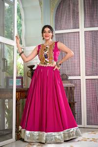 Último diseñador Pure Rayon Gamthi Kodi Work Lahenga Choli por FabZone - Product Image 2