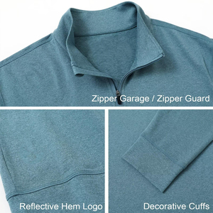 Sweat-shirts à fermeture éclair sur le devant pour hommes, personnalisés en gros, 100% coton, manches longues, col montant, broderie, impression sérigraphique, OEM - Product Image 6