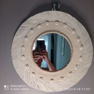 Miroir mural en macramé de créateur à la mode miroir décoratif de Noël de finition naturelle pour la maison - Product Image 2