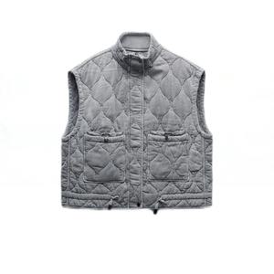 2024 nouvelles femmes XL imprimé hiver polaire vestes respirant automne col montant sans manches rembourré gilet manteau poche plaquée - Product Image 4