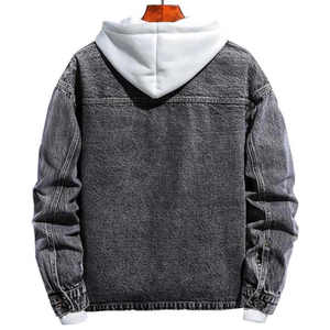 Chaqueta vaquera con capucha Vintage a prueba de viento para hombre de talla grande, bolsillos con solapa, hombro caído, ajuste de gran tamaño, negro, alta calidad para hombre - Product Image 6