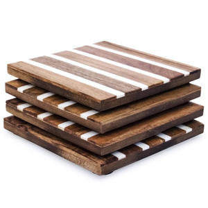 Posavasos de té de madera maciza de La India al por mayor, almohadillas aislantes decorativas de resina personalizadas para el hogar y la cocina, alfombrillas y almohadillas - Product Image 6