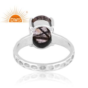 แหวนอัญมณีสีดำธรรมชาติสีเงินแท้ออกซิไดซ์ผลิตตามแบบ - Product Image 4