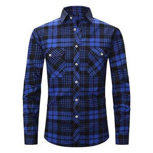 Chemise en flanelle à carreaux à manches longues pour homme, col rabattu, boutonnée, respirante, classique, pour le bureau ou les occasions formelles - Product Image 2