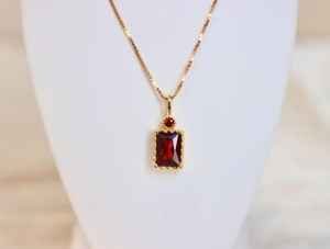 จี้พลอยทับทิมหรูหราชุบทอง24K สร้อยคอสไตล์วินเทจเงิน S925ของขวัญหินสีแดงสำหรับเธอ - Product Image 4