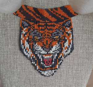 Gargantilla de cuentas TIGER, collar de flecos, collar de abalorios Bandana de cuentas de flecos - Product Image 1