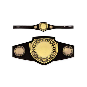 เข็มขัดแชมป์แบบกำหนดเอง แผ่นโลหะสีทองเปล่า หนังแท้ สำหรับมวย MMA มวยปล้ำ - Product Image 2