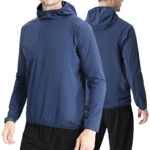 Men's Casual Sportswear Stand Collar Hooded Windbreaker Quick <b>Dry</b> Jacket for Outdoor Hiking Jogging Waterproof Thin <b>Coats</b> - Product Image 2