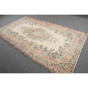 5.7x9.6 ft Turkish Large Rug, <b>Brown</b> Green Vintage Moroccan <b>Wool</b> Rug - Product Image 2