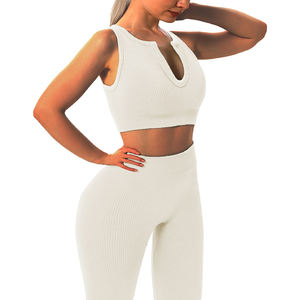 Conjunto de Yoga para Mujer, 2 Piezas, con Logotipo Frontal, Transpirable, de Secado Rápido, Tela Suave y Elástica, para Gimnasio, Entrenamiento y Fitness - Product Image 2