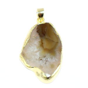 Colgante de Ágata en Rodajas de Forma Irregular, Chapado en Oro de 22K, Joyería de Moda para Mujer, Venta al por Mayor - Product Image 2