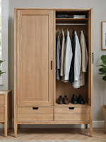 Garde-robe minimaliste moderne de porte en bois solide avec des tiroirs pour des meubles de maison d'hôtel ou de villa de chambre à coucher