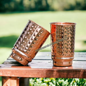 ชุดแก้วน้ำทองแดงล้วนแบบตอกทำด้วยมือสำหรับอายุรเวทประโยชน์ต่อสุขภาพ - Product Image 4