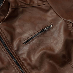 Chaqueta de cuero clásica estilo motero, con costuras duraderas, informal, para invierno, en venta online. - Product Image 4