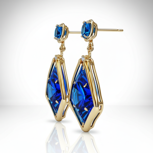 Boucles d'oreilles fantaisie en CZ bleu hydro 8*10 mm pour femmes, argent sterling 925 plaqué or 18 carats, bijoux en pierres précieuses pendantes, cadeau - Product Image 1