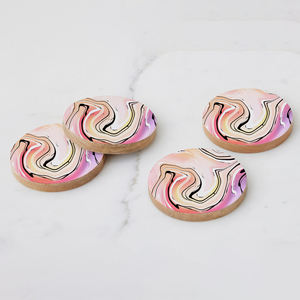 Elegant Customizable Acacia Free Wood Wedding <b>Coasters</b> Classic Enamel Printed <b>Drink</b> <b>Coasters</b> Holder for Tea Parties Direct - Product Image 3