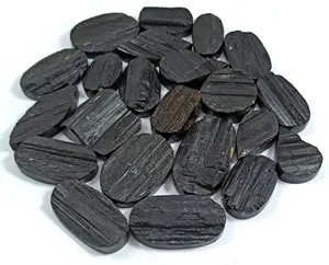 Cabujones de turmalina negra Natural, cabujones de turmalina negra de grado superior con diferentes formas y tamaños, piedra suelta de turmalina negra