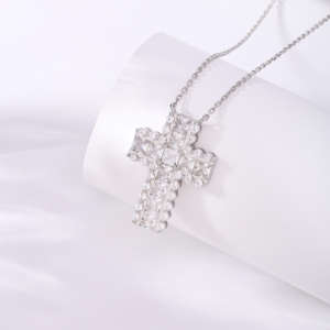 Collar de Plata de Ley 925 con Colgante de Cruz de Moissanita Chapada en Plata, Estilo Hip Hop, Cristal de Hielo, para Hombre y Mujer, Joyería de Alta Gama - Product Image 3