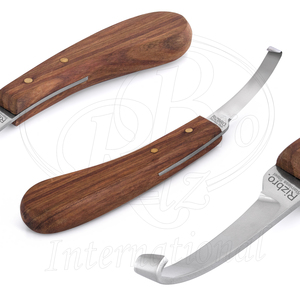 Стандартный правый Нож Для Копыт с лезвием из нержавеющей стали J2 и деревянной ручкой, инструмент для обрезки копыт лошадей - Product Image 2