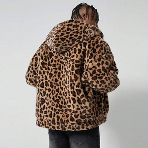 Fabricante de ropa de calle, venta al por mayor, sudadera con cremallera con estampado de guepardo personalizada 380GSM, Sudadera con capucha de felpa de invierno para hombre de peso pesado - Product Image 6