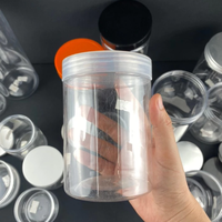 Pots en plastique PET transparent de 100ml/150ml/200ml/350ml/500ml pour le stockage des aliments Impression de logo personnalisé pour les pots de noix sèches Pot alimentaire en PET