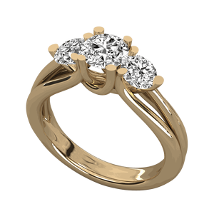 Bague de mariage en diamant rond à trois pierres pour elle - Product Image 6