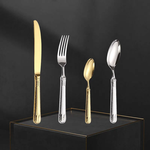 Vente chaude En Acier Inoxydable Brillant Vaisselle Couverts Ensemble Couteau Cuillère Fourchette Couverts Or Couverts Ensemble pour Table De Mariage Houe Utilisation - Product Image 6