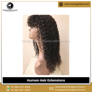 World's Best Supplier Selling Made in India Easy to Install Kinky Curly Human Hair <b>Wigs</b> Extensions with Bangs at Exclusive Price - Product Image 3