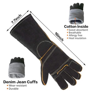 Productos de cuero Guantes de seguridad de control de animales Protección Manejo Guante Par Guante de cuero de vaca Trabajo de soldadura - Product Image 2