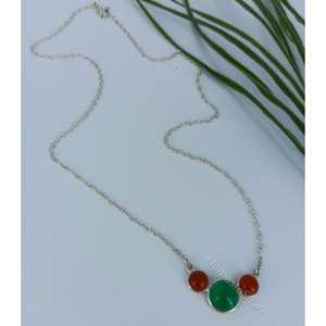 925 Sterling Silver Handmade <b>Necklace</b> <b>Green</b> Onyx Carnelian Pendant Natural Gemstone Beads Minimalist Boho Statement Jewelry Gift - Product Image 6