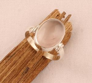 925 argent Sterling classique Rose Quartz bague de fiançailles janvier pierre de naissance bijoux de mariage concepteur lunette ovale coupe naturel - Product Image 6