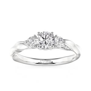 Anillo de Promesa Jeulia con Tres Piedras en Espiral - Plata de Ley con Moissanita Chapada en Rodio - Product Image 1