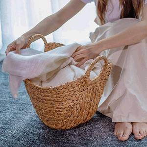 Fabricante de Vietnam, cesta de almacenamiento de jacinto de agua, cesta de paja para la colada, almacenamiento tejido a mano con asas, cesta hecha a mano para el hogar - Product Image 4