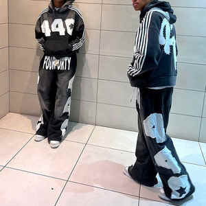 Traje de sudor de lavado ácido de alta calidad personalizado chándales deportivos de gran tamaño chándal grueso desgastado sudadera con cremallera y Jogger Set hombres - Product Image 1