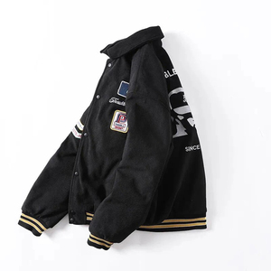 Veste rétro en coton velours côtelé tendance pour hommes Pilote d'hiver de haute qualité Coupe ample décontractée avec col montant Marque de baseball pour hommes - Product Image 3