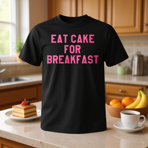 T-shirt « Manger du gâteau pour le petit-déjeuner » avec slogan pour les amateurs de cuisine – T-shirt promotionnel - Product Image 3