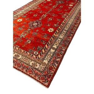 พรมขนสัตว์ถักมือขนาดใหญ่ลายเมดัลเลียนสีแดงส้ม รูปทรงสี่เหลี่ยมผืนผ้า สำหรับตกแต่งบ้าน-Paem-499 สำหรับทางเข้าบ้าน/โถงทางเดิน ขนาด 9x12 นิ้ว - Product Image 2