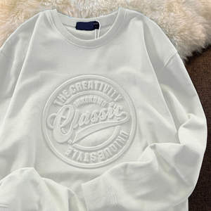 Sweat à capuche 100% coton pour femmes 500gsm tissu épais Logo en relief de haute qualité sweats surdimensionnés pour l'automne hiver personnalisable - Product Image 1