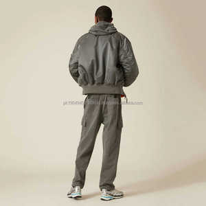 Blouson aviateur en satin personnalisable pour homme, streetwear décontracté avec fermeture à glissière pour l'hiver - Product Image 6