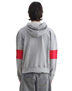 <b>Mens</b> Grey And Red Color Block Zip Up <b>Hoodie</b> Fleece <b>Lined</b> Casual Hooded Sweatshirt With Front Pockets Streetwear Winter Wear <b>Men</b> - Product Image 4