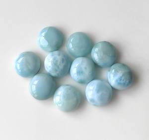 Larimar naturel 3mm-15mm Cabochon rond dos plat pierre précieuse en vrac pour la fabrication de bijoux prix de gros - Product Image 1