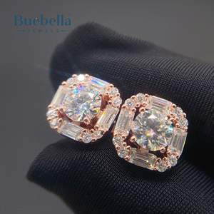 Venta caliente Estilo 925 Plata 14K Chapado en oro blanco Hip Hop Stud Pendientes hombres - Product Image 3