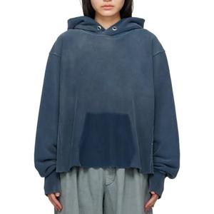 Sweat à capuche oversize personnalisé brodé pour femme, respirant, de haute qualité, à ourlet brut, épais, décontracté, pour l'hiver - Product Image 5